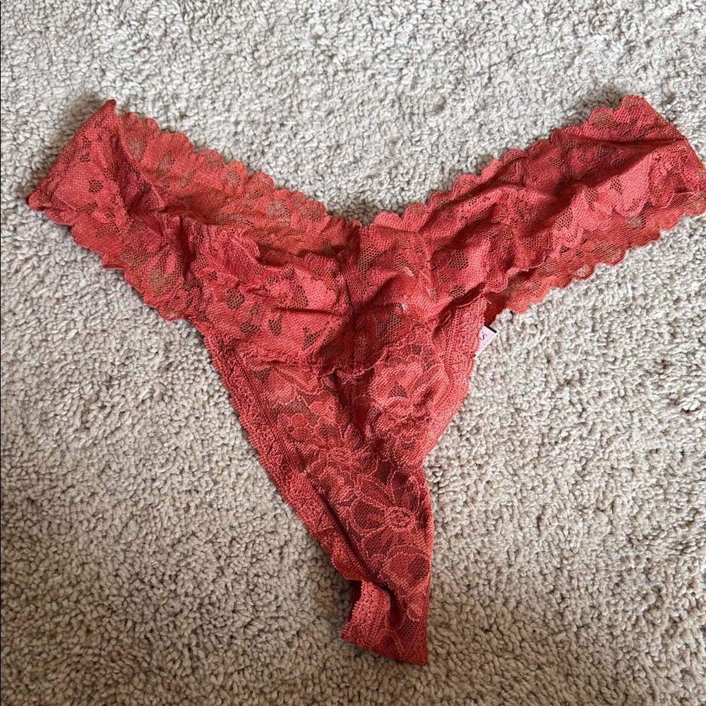 Victoria's Secret burnt orange Lace Thong
